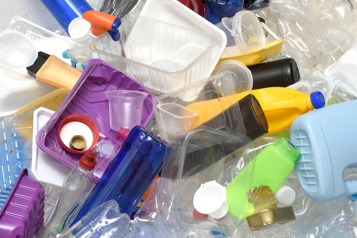 A pile of plastic bottles and containers